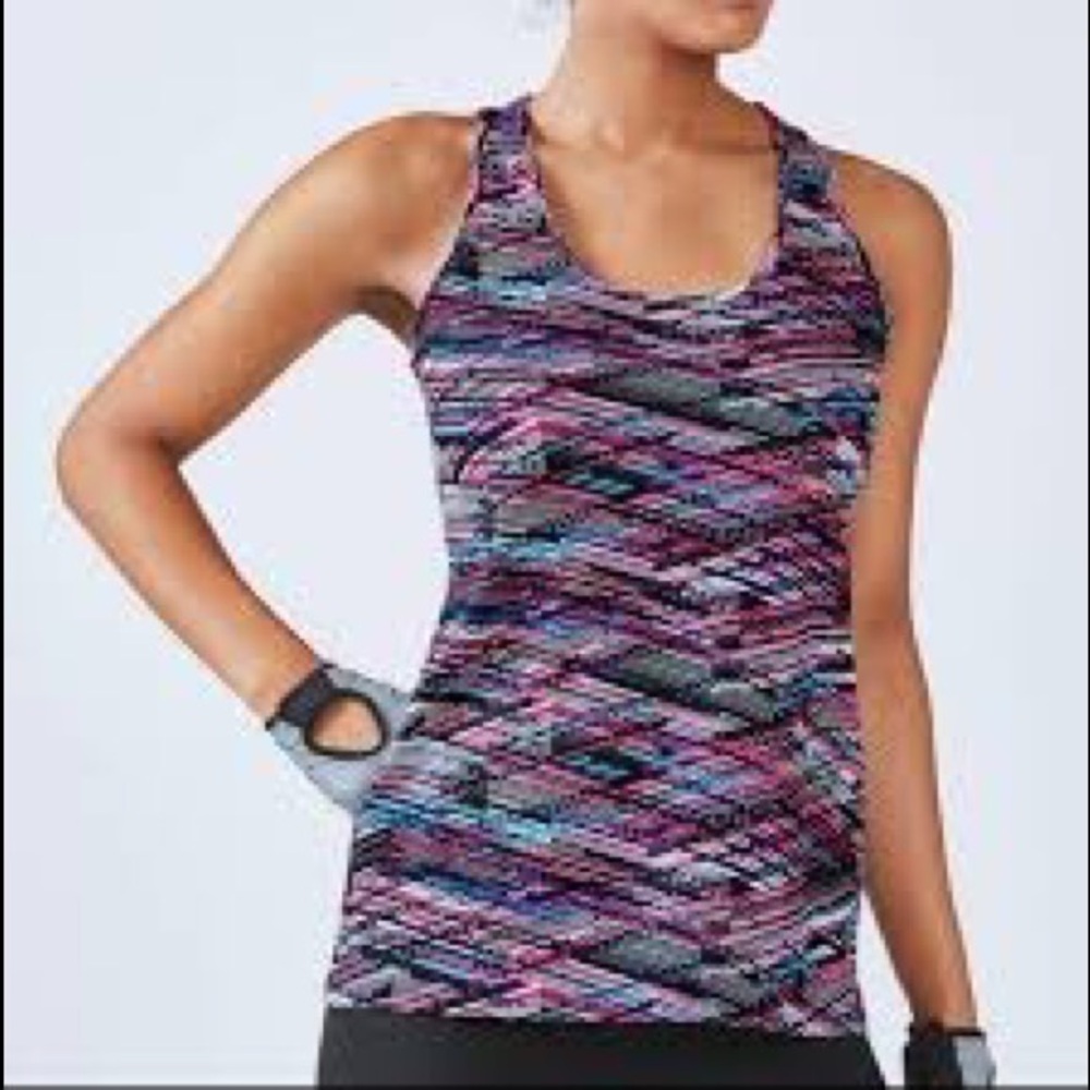 Fabletics Mary Tank Top Pink Purple Black Stripes